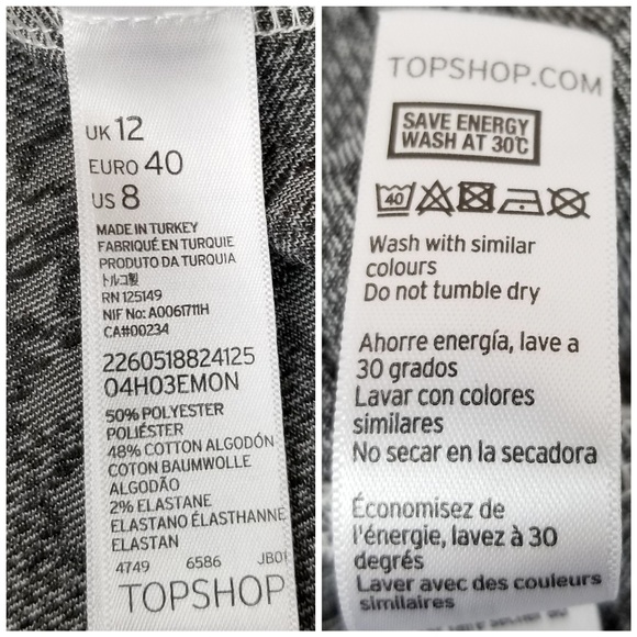 Topshop Black White Floral Print Skater Dress Sz 8 - Picture 4 of 5